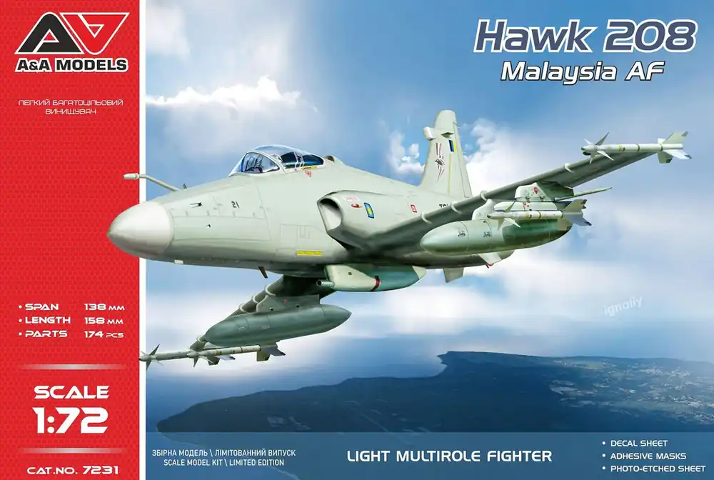 Vente Directe NEW! A & A Models 7231 Hawk 208 Light Fighter - Malaysian Air Force