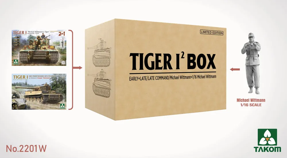 Nouveauté Takom 2201W Double Tiger I Box Limited Edition (Early And Late/Late Command/Michael Wittmann And 1/16 Michael Wittmann)