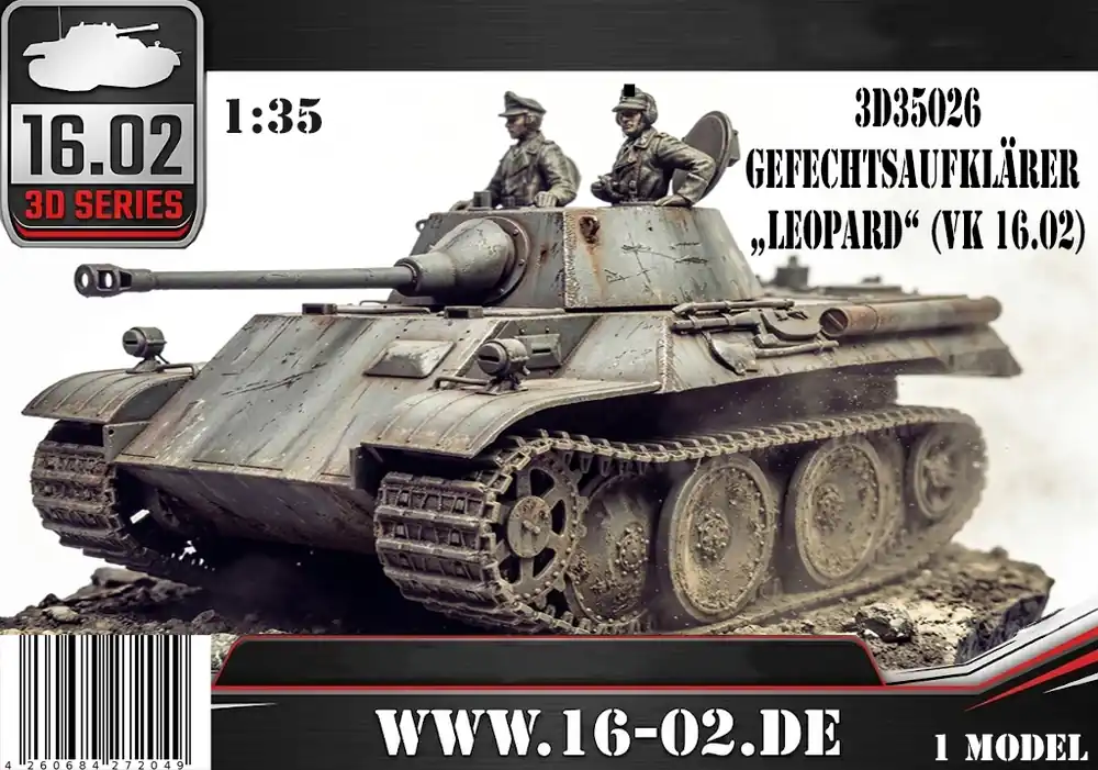 Paiement Sécurisé NEW! Custom scale 3D35026 German WWII Reconaissance Tank Leopard (VK 16.02 / 3D-Printed)
