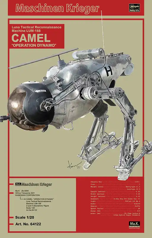 Hasegawa 64122 Maschinen Krieger Luna Tactical Reconnaissance Machine LUM-168 CAMEL "Operation Dynamo" Prix Bas
