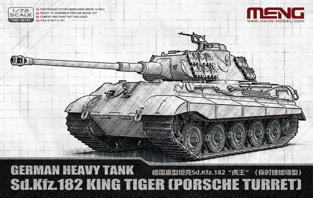 Meng Model 72010 German Heavy Tank Sd.Kfz.182 King Tiger (Porsche Turret) Certifié