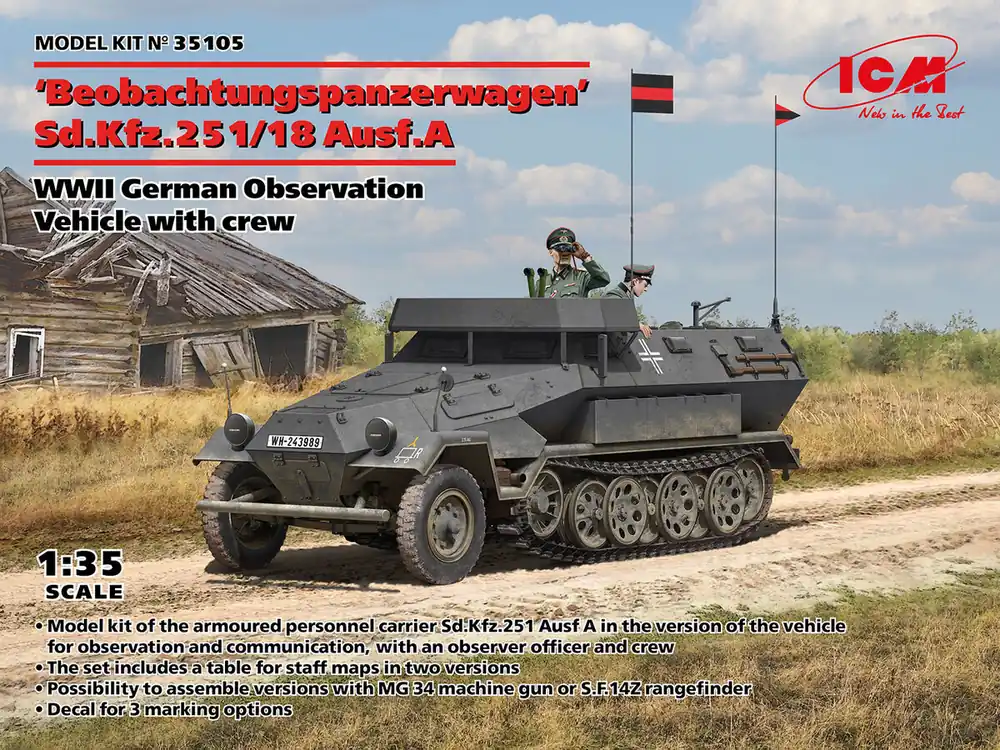 ICM 35105 Sd.Kfz.251/18 Ausf.A Beobachtungspanzerwagen Achat Immédiat