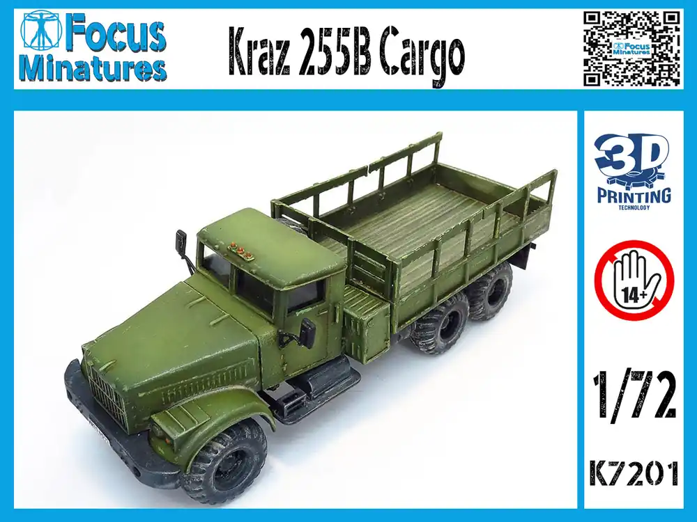 Certifié FOCUS MINIATURES K7201 Kraz 255 B Cargo Truck