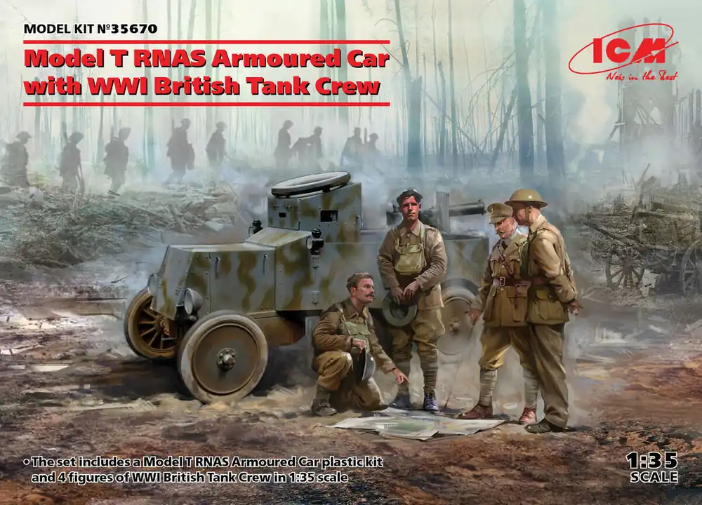 ICM 35670 Model T RNAS Armoured Car with WWI British Tank Crew Dernier Modèle