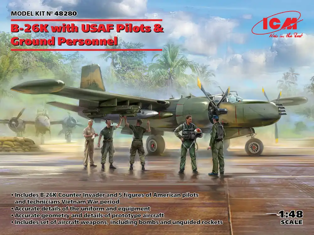 Livraison Express ICM 48280 B-26K with USAF Pilots & Ground Personnel