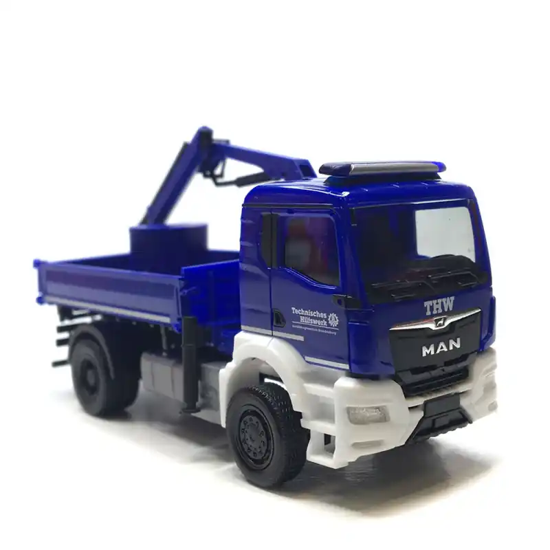 Prix Choc Camion-benne, MAN TGS NN, avec grue, THW Brandenburg - HERPA 319522 - HO 1/87