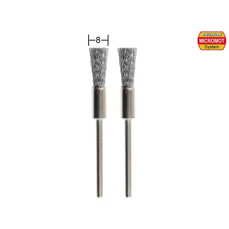 Brosses en acier inoxydable "Pinceau Fin" Ø8mm (x2) - PROXXON 28955 Top Vente