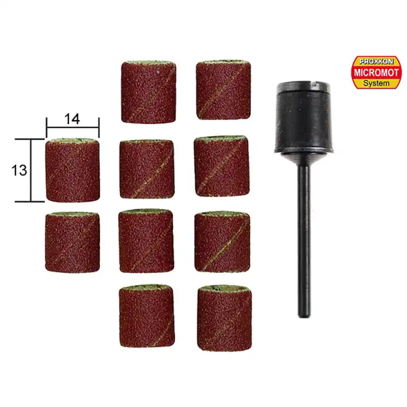 Remise Cylindres abrasifs en corindon Ø14 mm (x10) + Tige - PROXXON 28978