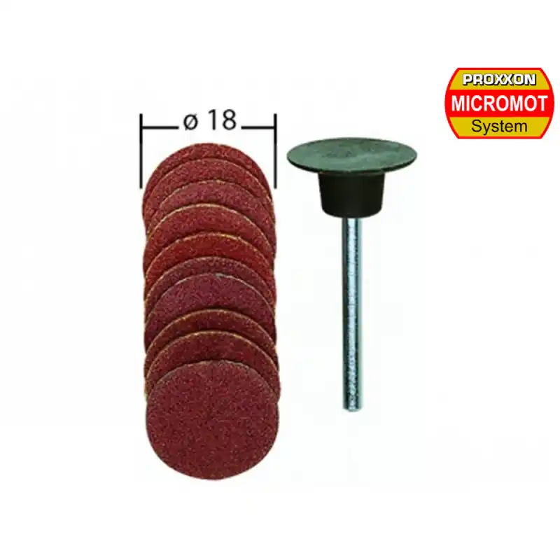 Réduction Disques abrasifs en corindon Ø18mm (2x5) + Tige - PROXXON 28982