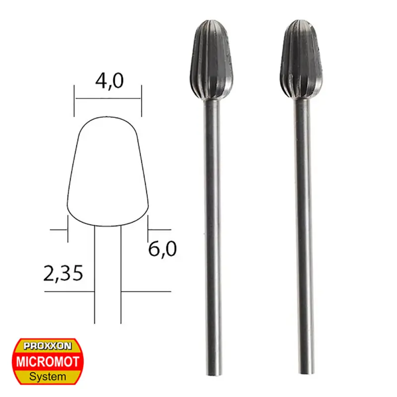 Embouts de fraise Cône Ø6mm, "wolfram-vanadium" (x2) - PROXXON 28723 Prix Réduit