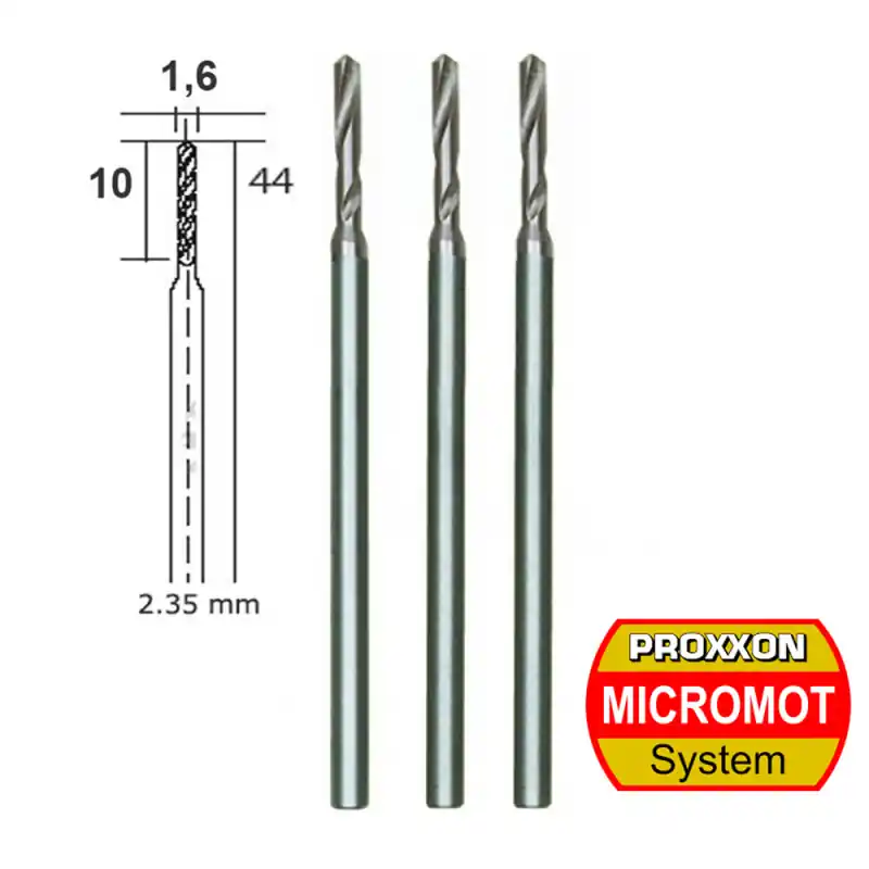 Forets HSS en acier "wolfram-vanadium", Ø 1.6 mm (x3) - PROXXON 28858 Satisfait Ou Remboursé