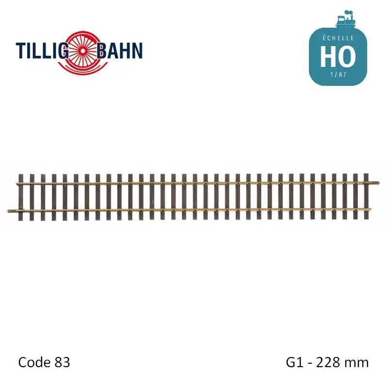 Prix Cassé Rail droit Elite G1 228mm code 83 HO Tillig 85118