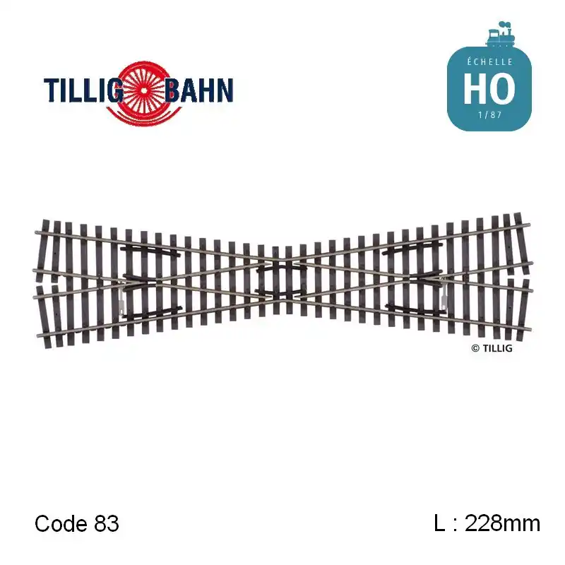 Remise Croisement Elite 15° L 228 mm code 83 HO Tillig 85160