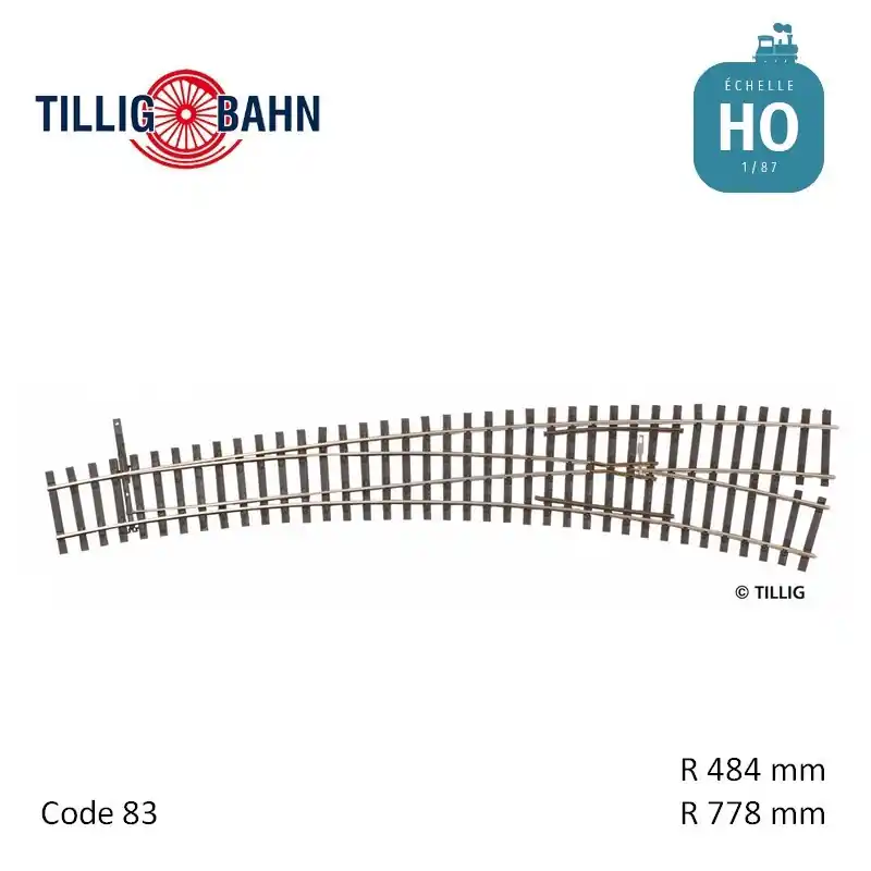 Vente Flash Aiguillage courbe à droite Elite R778/484mm 9° code 83 HO Tillig 85313