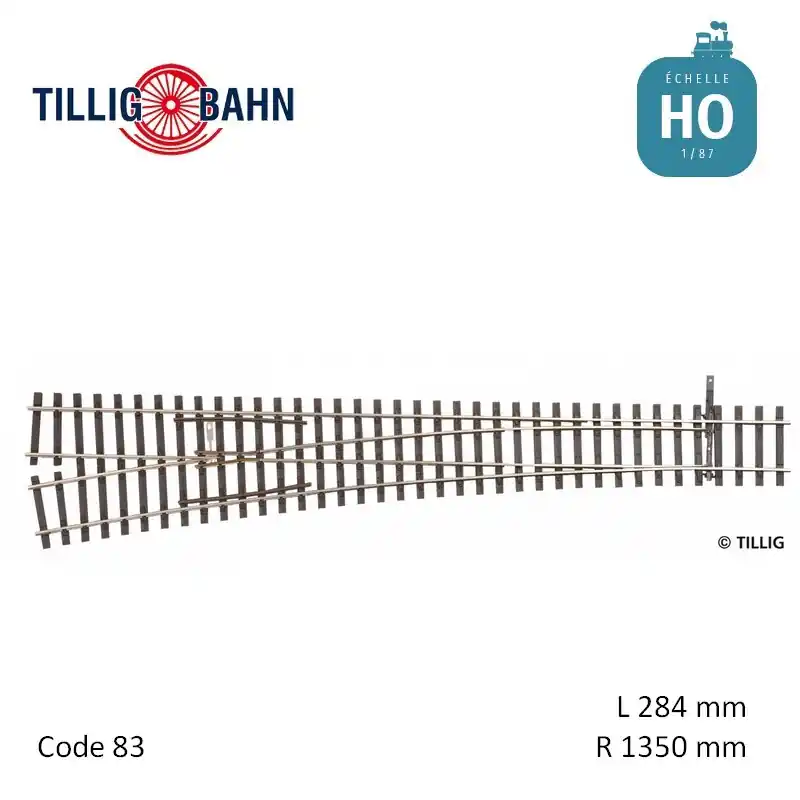 Nouvel Arrivage Aiguillage à gauche Elite EW3 R1350mm 9° code 83 HO Tillig 85354