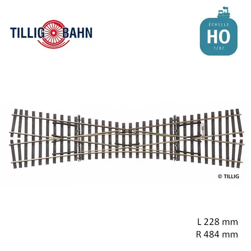 Traversée jonction simple Elite 15° R484 L 228 mm code 83 HO Tillig 85395 Certifié