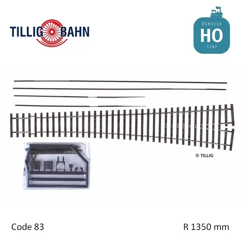 Aiguillage flexible Elite EW3 R1350mm 9° code 83 HO Tillig 85451 Prix Bas