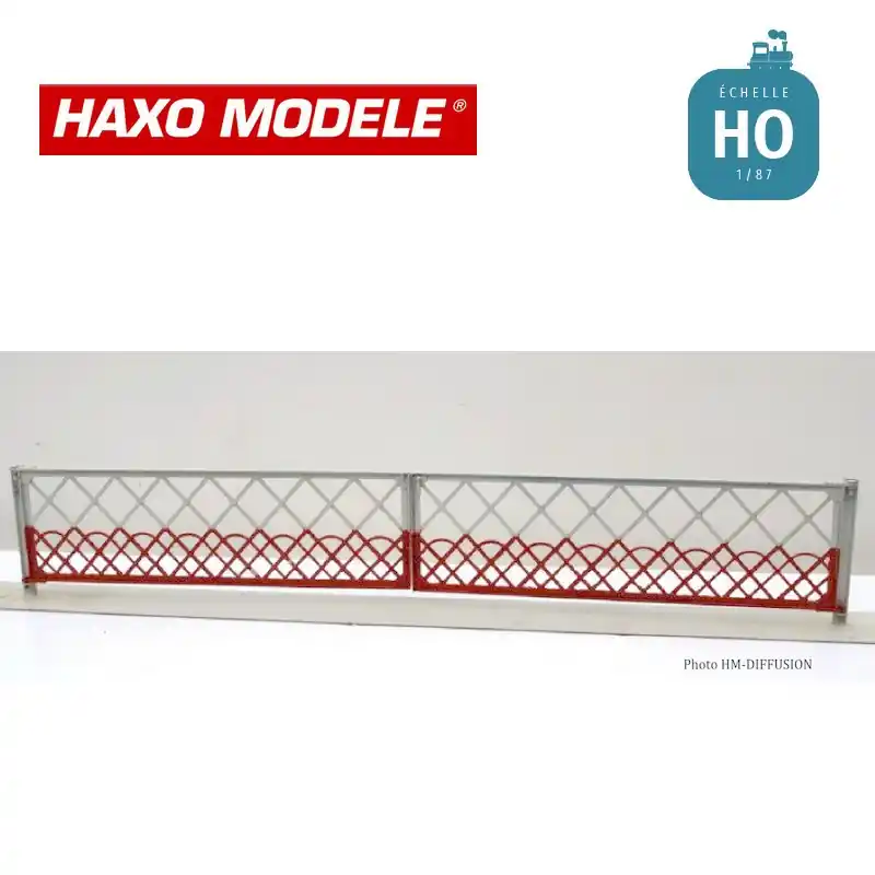 Barrières passage à niveau pivotantes double 8 m avec portillons + profilés 2 pcs HO Haxo Modèle HM45008 Must-Have