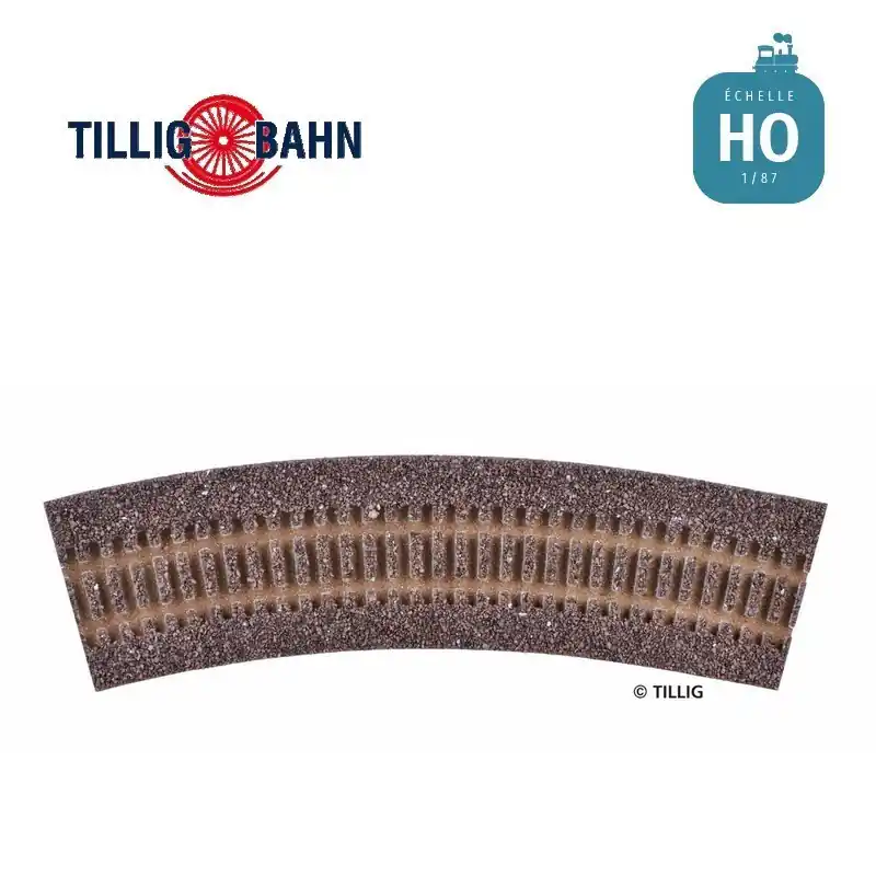 Semelle ballastée HO STYROSTONE brune courbe R21/30° Tillig 86503 Prix Promo