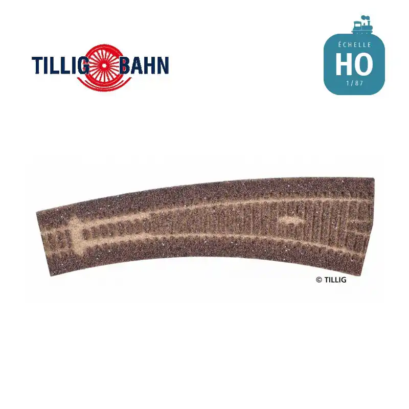 Semelle ballastée HO STYROSTONE brune aiguillage courbe à droite 17° Tillig 86523 Jusqu'à Épuisement Des Stocks