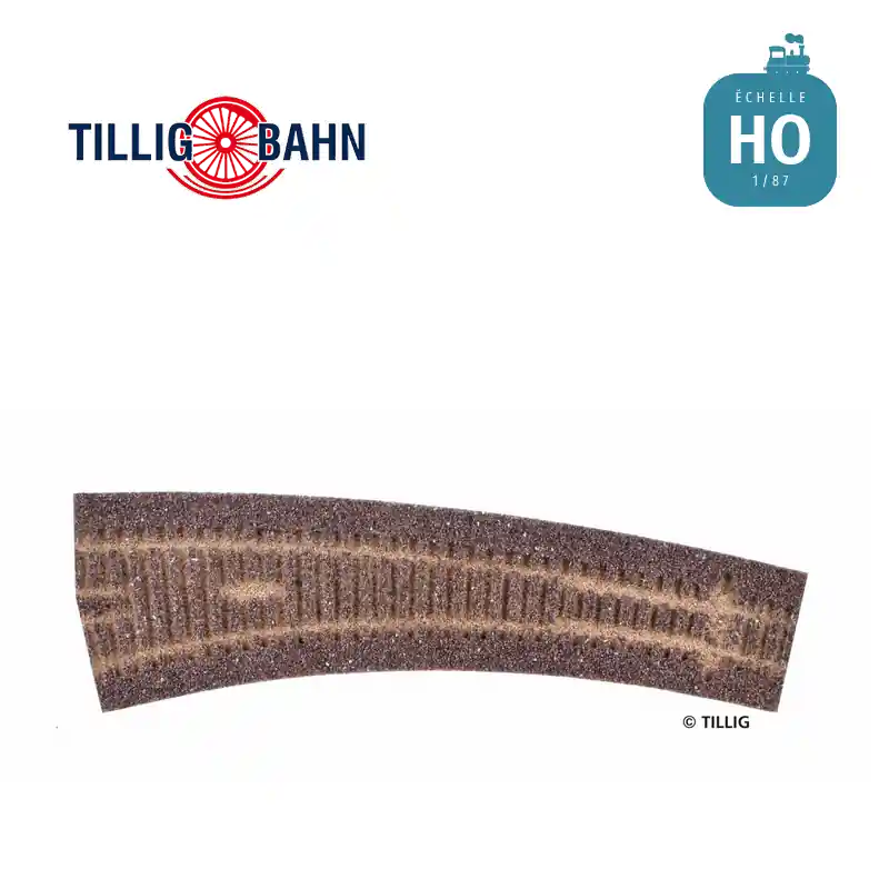 Certifié Semelle ballastée HO STYROSTONE brune aiguillage courbe à gauche 17° Tillig 86524