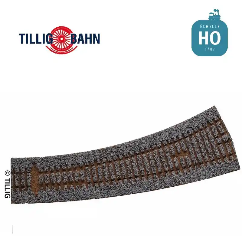 Produit De Marque Semelle ballastée HO STYROSTONE grise aiguillage en courbe à gauche 17° Tillig 86574