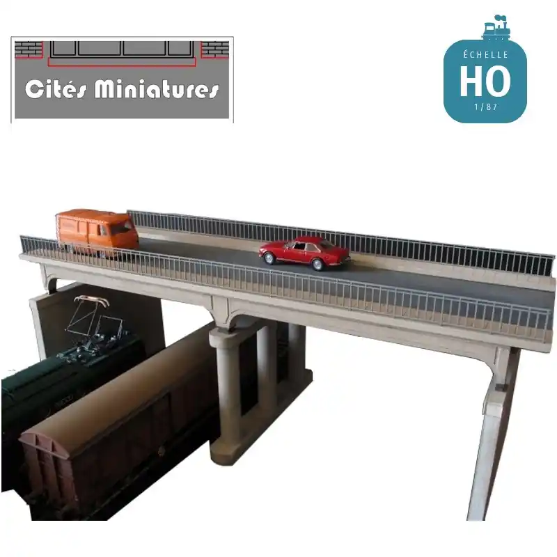 Pont routier poutres béton - garde-corps métalliques HO CMOA-003-HO-M Nouveauté