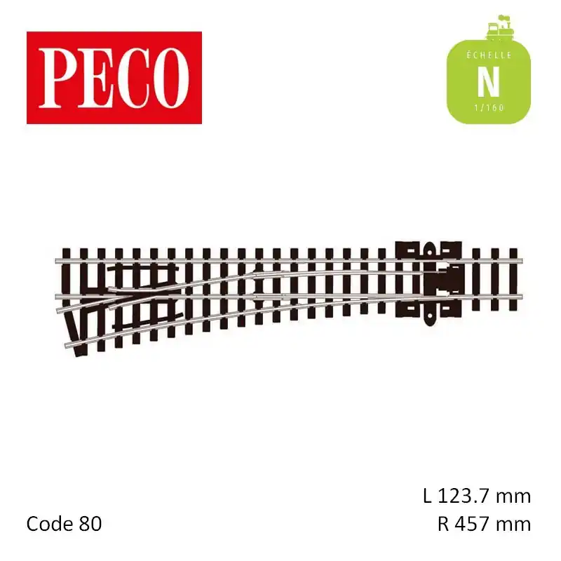 Marque Aiguillage à gauche Streamline Insulfrog R457mm 12° code 80 N Peco SL-396