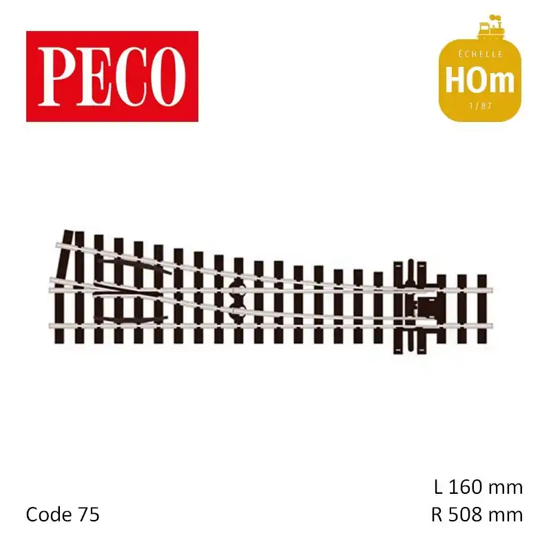 Aiguillage à droite Streamline Electrofrog R508mm 10° Code 75 H0m Peco SL-E1495 Meilleure Vente