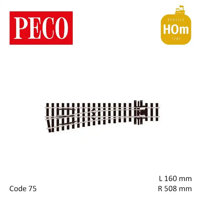 Promotion Saisonnière Aiguillage à gauche Streamline Electrofrog R508mm 10° Code 75 H0m Peco SL-E1496