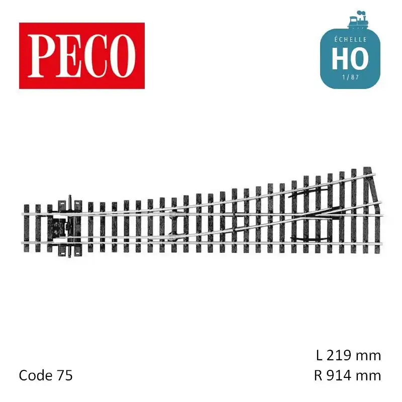 Jusqu'à Épuisement Des Stocks Aiguillage moyen à gauche Streamline Electrofrog R914mm 12° code 75 HO Peco SL-E196