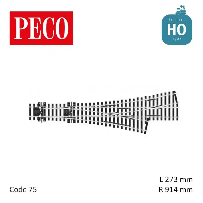 Marque Aiguillage triple Streamline Electrofrog R914mm 12° code 75 HO Peco SL-E199