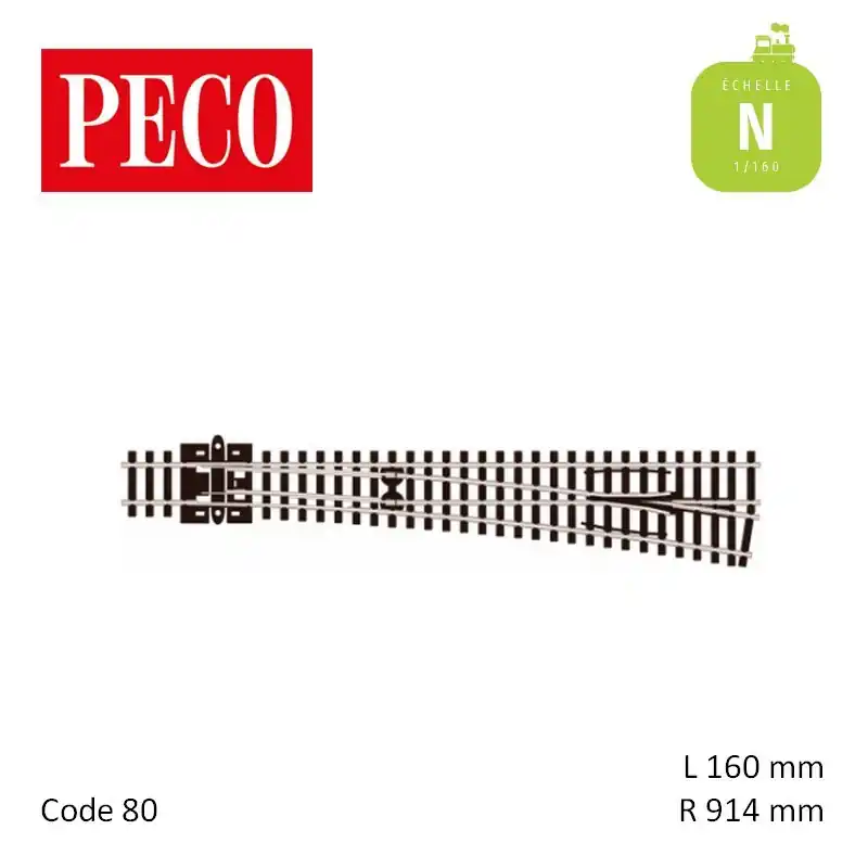 Aiguillage long à droite Streamline Electrofrog R914mm 8° code 80 N Peco SL-E388 Prix Réduit