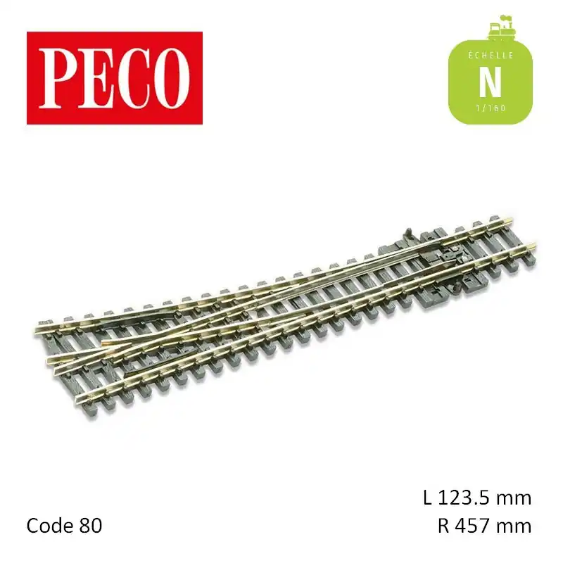 Affaire À Saisir Aiguillage moyen à droite Streamline Electrofrog R457mm 12° code 80 N Peco SL-E395
