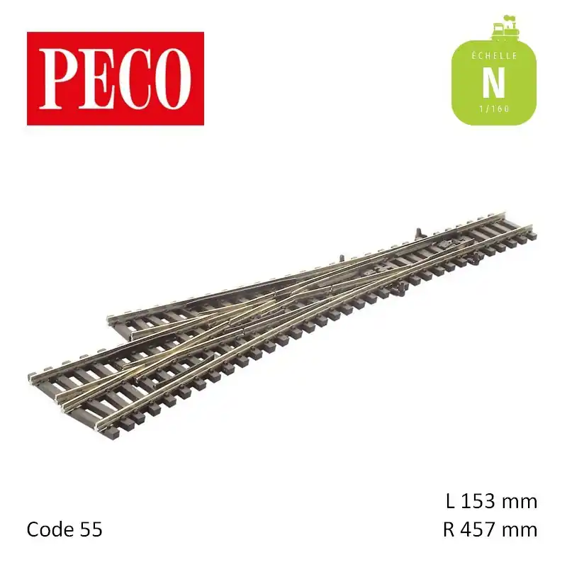Aiguillage triple Streamline Electrofrog R457mm 10° code 55 N Peco SL-E399F Usine Directe