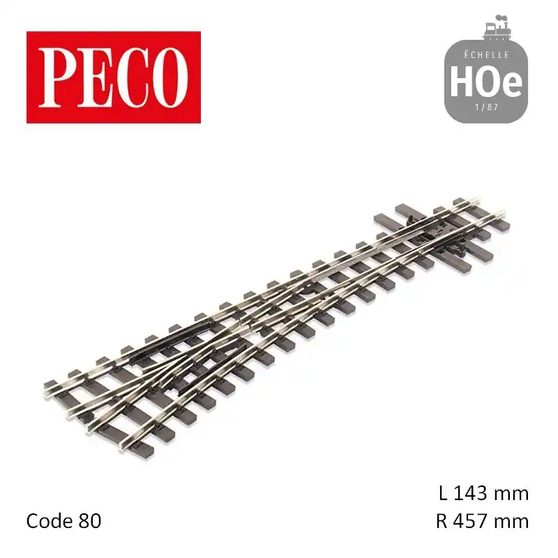 Livraison Express Aiguillage à gauche Streamline Electrofrog R457mm 14° code 80 HOe Peco SL-E496