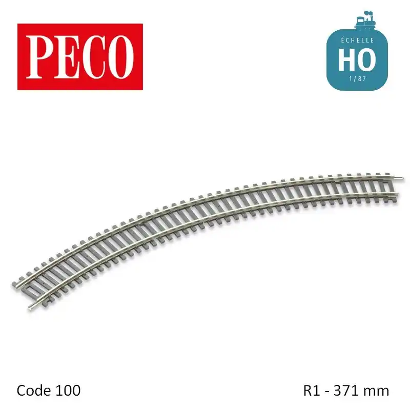 Rail courbe Setrack R1 371mm code 100 HO Peco ST-221 Usine Directe