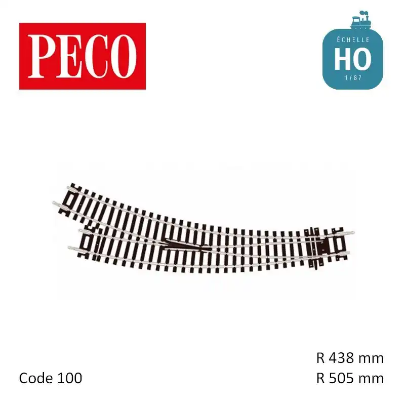 Nouvelle Collection Aiguillage courbe à droite Setrack Insulfrog R505/438mm 11,25° code 100 HO Peco ST-244