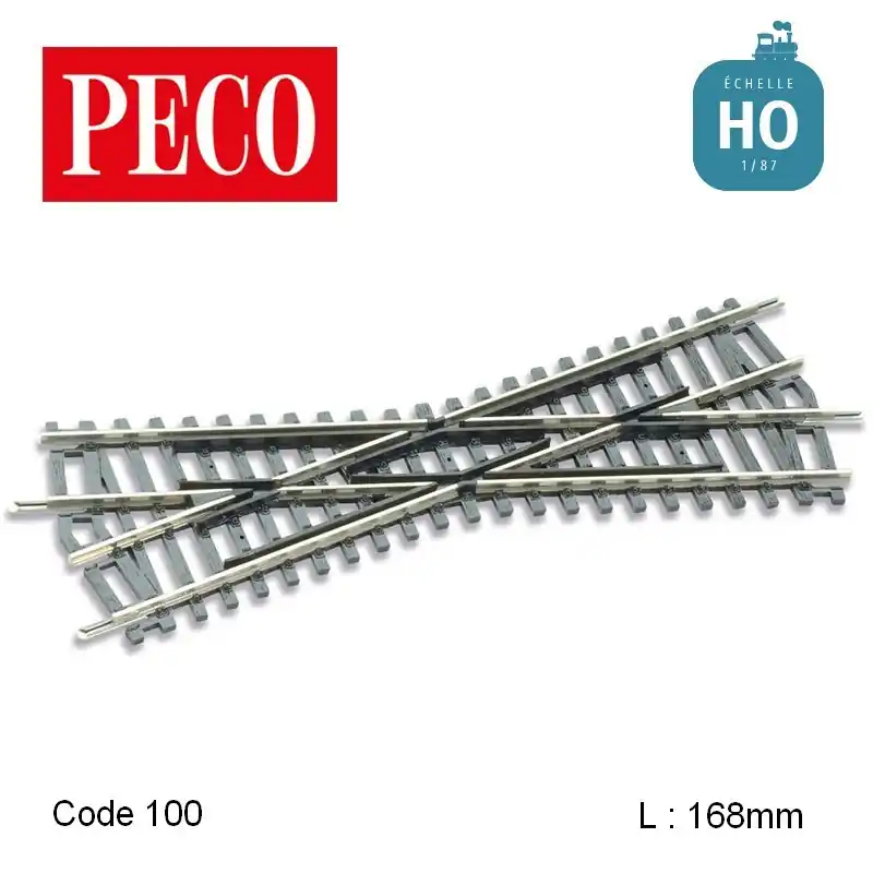 Croisement standard Setrack 22,5° L 168 mm Insulfrog Code 100 HO Peco ST-250 Vente Flash