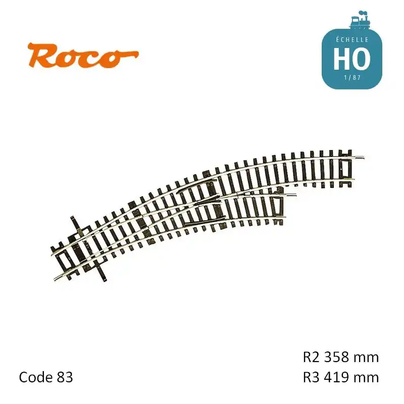 Aiguillage courbe à droite Roco-Line R2/R3 358/419mm 30° Code 83 HO Roco 42465 Bon Plan
