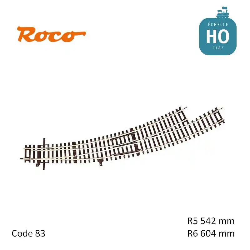 Commander Maintenant Aiguillage courbe à gauche Roco-Line R5/R6 542/604mm 30° Code 83 HO Roco 42470
