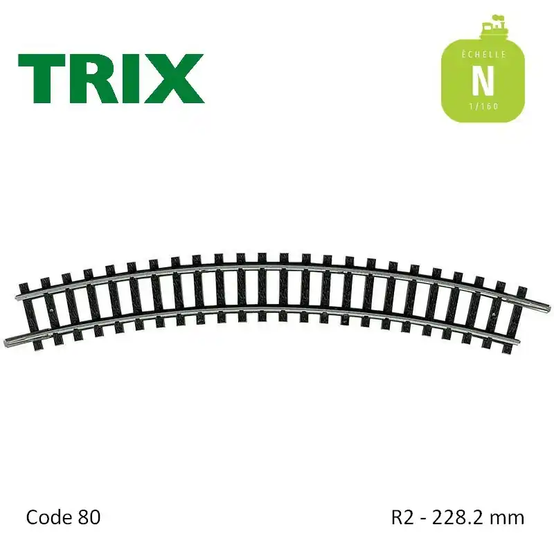 Quantité Limitée Rail courbe R2 228.2mm code 80 N Minitrix 14922