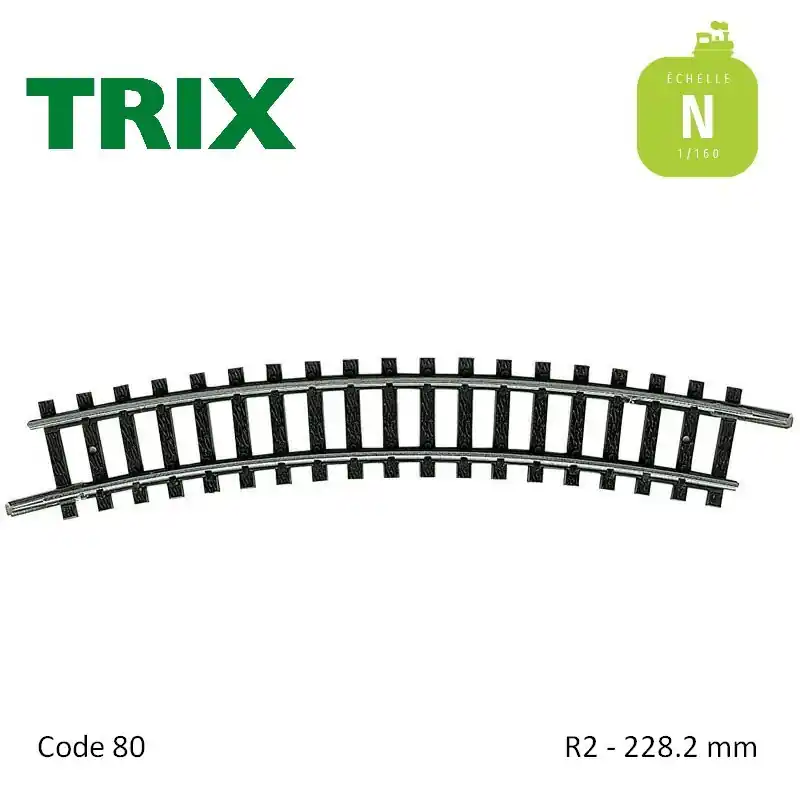 Dernière Chance Rail courbe R2 228.2mm code 80 N Minitrix 14924