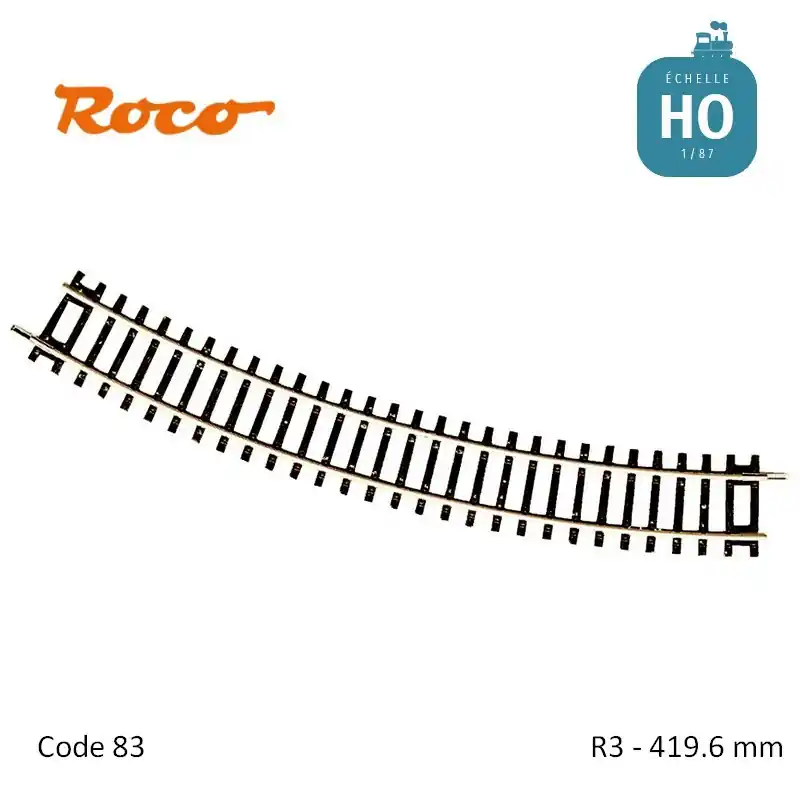 Rail courbe RocoLine R3 419.6mm code 83 HO Roco 42423 Haute Qualité