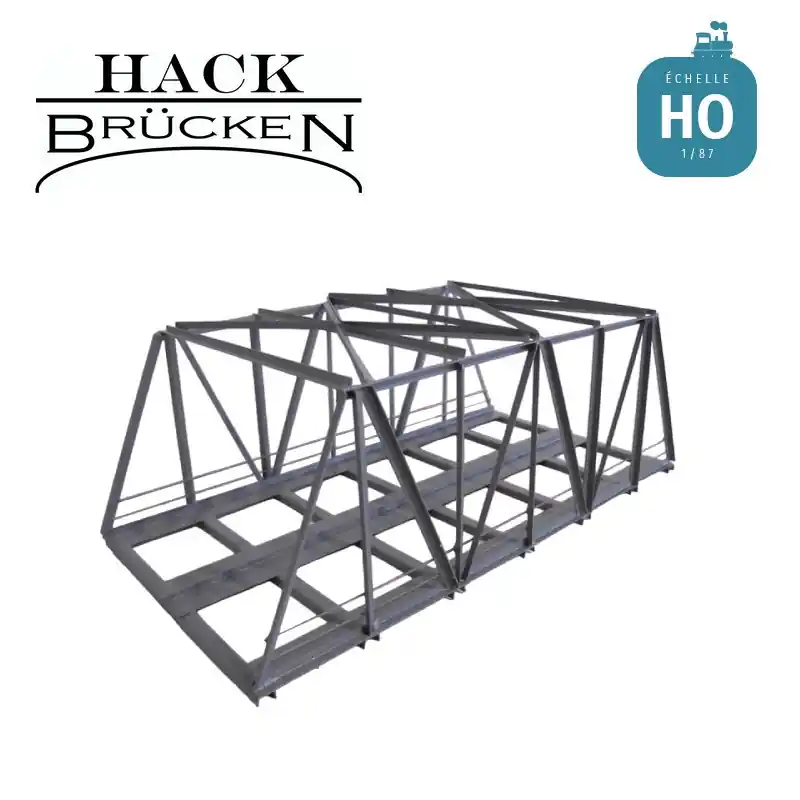 Quantité Limitée Pont métallique cage oblique 21 cm 2 voies gris HO Hack Brücken K21S-2