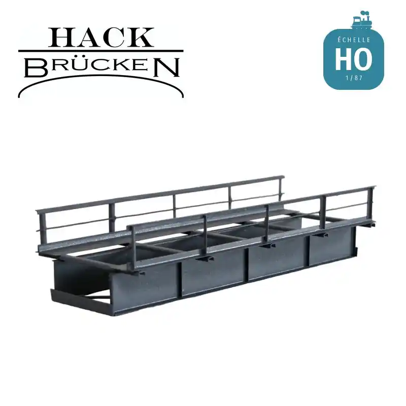 Pont métallique caisson tôles soudées droit 15 cm gris HO Hack Brücken T15 Offre Spéciale