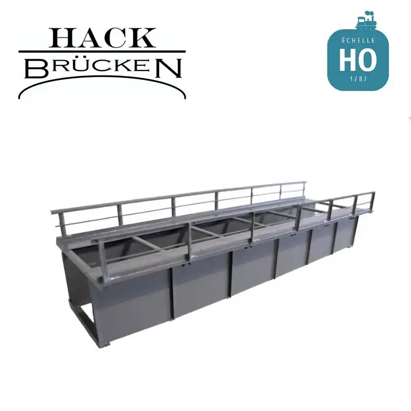 Offre Exclusive Pont métallique caisson tôles soudées droit 21,8 cm gris HO Hack Brücken T22