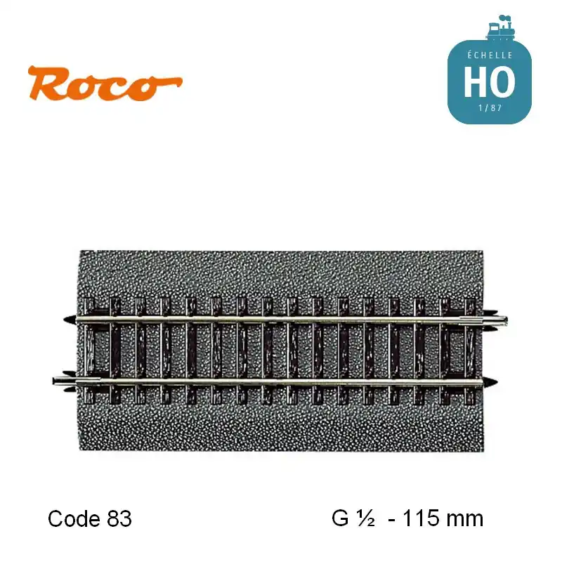 Rail droit Roco-Line ballastée G½ 115 mm Code 83 HO 42512 Seulement Aujourd'hui