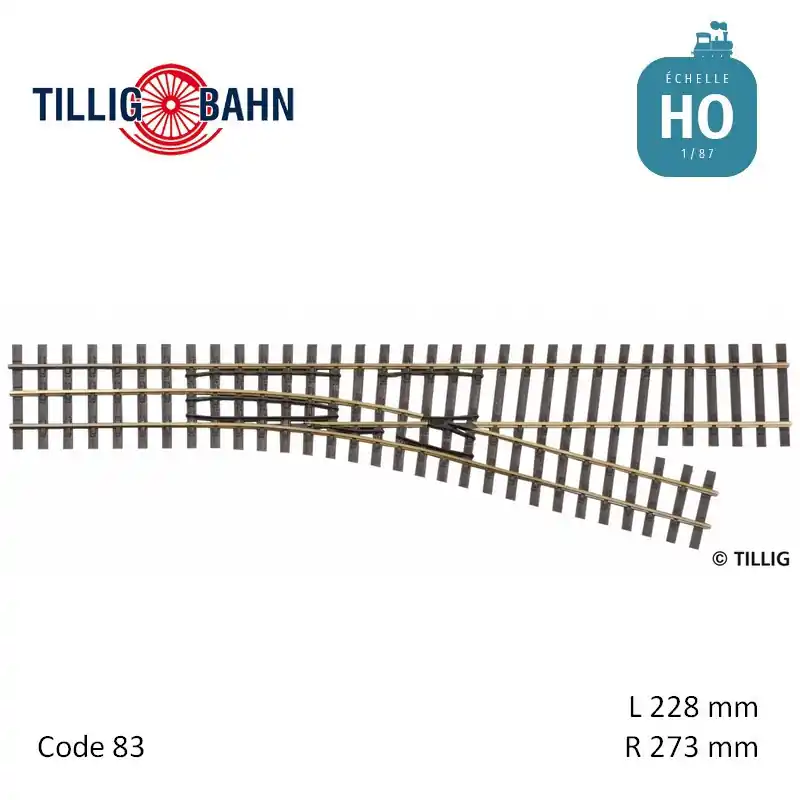 Bifurcation à droite Elite HO-HOe 15° 228 mm Tillig 85181 Meilleur Prix