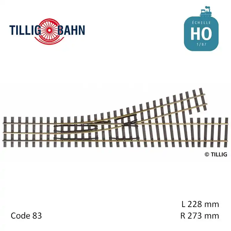 Promotion Saisonnière Bifurcation à gauche Elite HO-HOe 15° 228 mm Tillig 85182